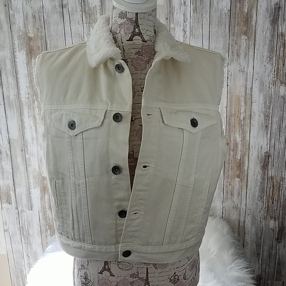 Helmut Lang faux fur trim shrunken denim vest - Picture 3 of 8